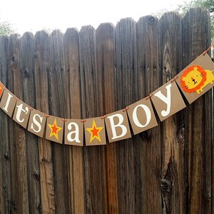 Its A Boy Rustic Banner / Lion Themed / Baby Shower Decoration - Etsy
