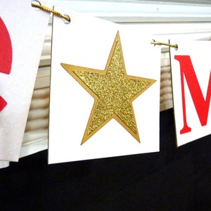 Christmas Banner, Be Merry Banner, Christmas Garland, Merry Christmas Sign, Christmas Decoration, Be Merry photo prop , Gold Or Silver Star image 5