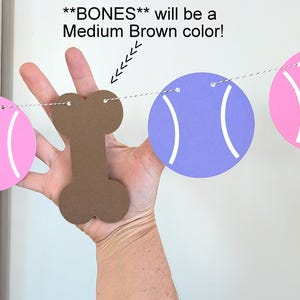 Custom COLORS Ball + Bone Banner - Ball/Bone Garland - Dog Birthday Party - Dog Birthday Garland - Dog Photo Prop ∙ Tennis Ball Dog image 2
