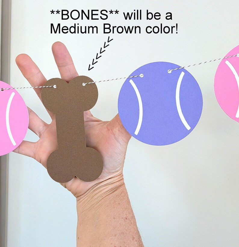 Custom COLORS Ball + Bone Banner - Ball/Bone Garland - Dog Birthday Party - Dog Birthday Garland - Dog Photo Prop ∙ Tennis Ball Dog image 2