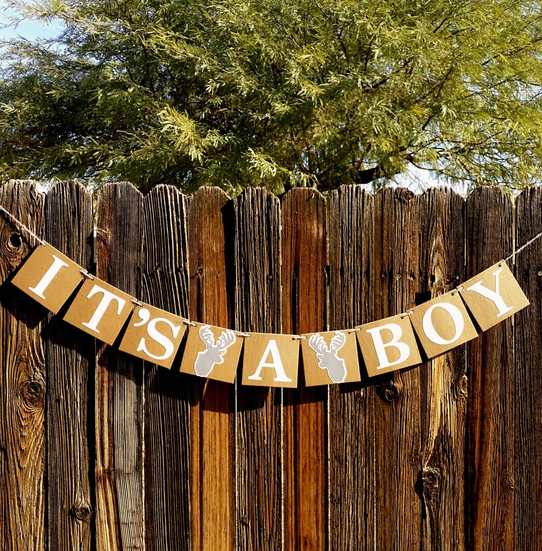 ITS A BOY Banner / Deer Head / Baby Shower Decoration / Baby Etsy
