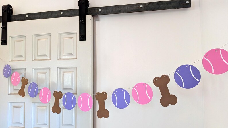 Custom COLORS Ball + Bone Banner - Ball/Bone Garland - Dog Birthday Party - Dog Birthday Garland - Dog Photo Prop ∙ Tennis Ball Dog image 12