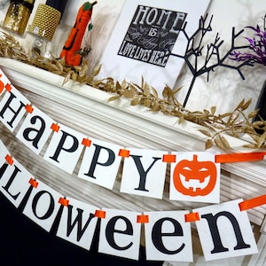 Halloween Banner, Happy Halloween Decoration, Trick Or Treat Garland, Party Photo Props, Fall Decorations Sign, Party Decor, Jack O Lanterns image 3