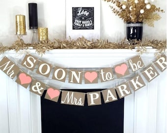 Bridal Shower Banner - Soon to Be Mr & Mrs Banner - Engagement Party Decor - Rustic Wedding - Wedding Reception - Couples Shower