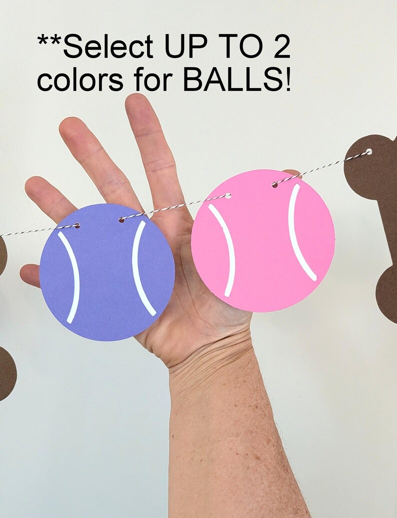 Custom COLORS Ball + Bone Banner - Ball/Bone Garland - Dog Birthday Party - Dog Birthday Garland - Dog Photo Prop ∙ Tennis Ball Dog image 5