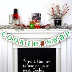 Christmas Banner Cookie Swap Party Cookie Exchange Merry Christmas Banner Gingerbread Man Party Christmas Decor Xmas Party Decor image 4