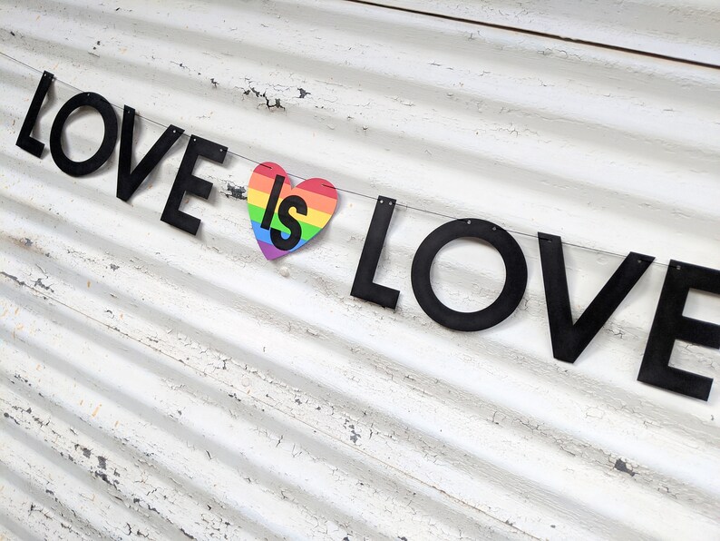 Rainbow Pride Love is Love Banner Party Decor Rainbow Party Decorations Pride Garland Love is Love Garland LGBTQ Pride Decor image 4