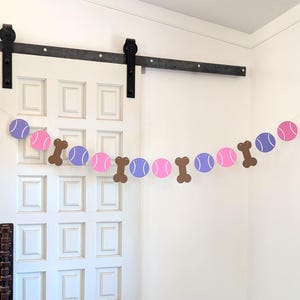 Custom COLORS Ball + Bone Banner - Ball/Bone Garland - Dog Birthday Party - Dog Birthday Garland - Dog Photo Prop ∙ Tennis Ball Dog image 4