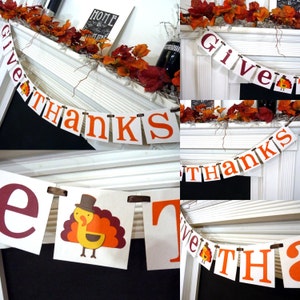 May include: A Thanksgiving banner reading "Give Thanks" in burgundy and orange. The banner features a turkey illustration and is adorned with autumn leaves, ideal for seasonal home decoration.
