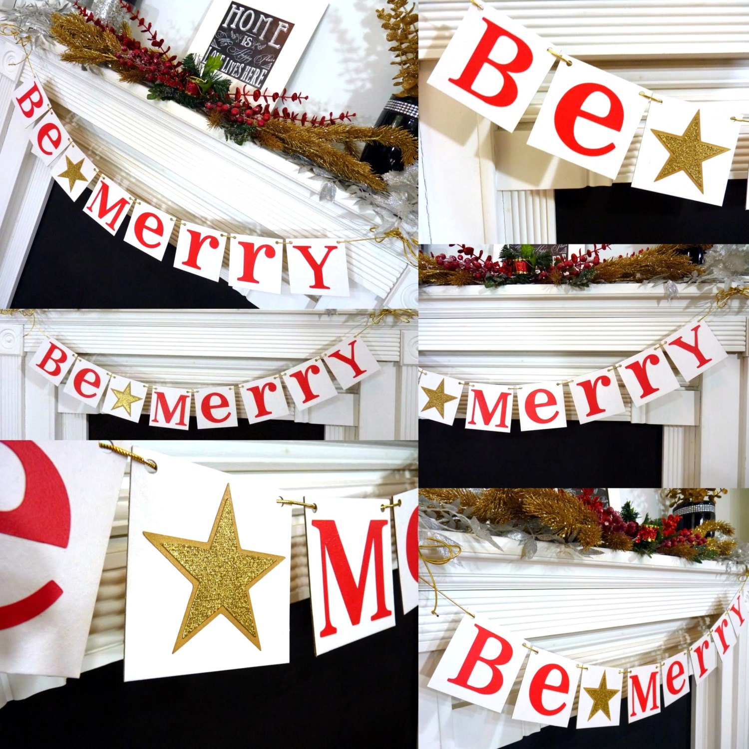 Christmas Banner Be Merry Banner Christmas Garland Merry - Etsy