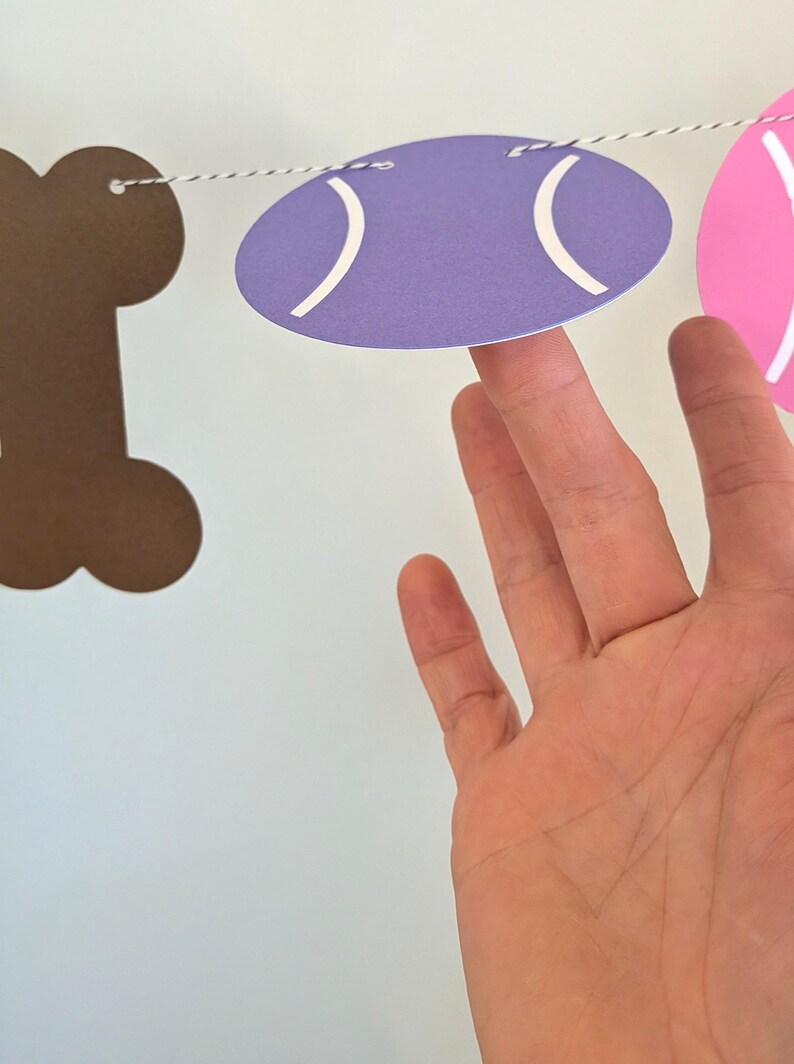 Custom COLORS Ball + Bone Banner - Ball/Bone Garland - Dog Birthday Party - Dog Birthday Garland - Dog Photo Prop ∙ Tennis Ball Dog image 7