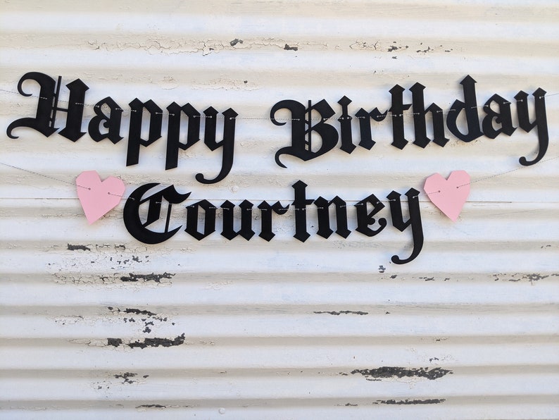 Happy Birthday Custom Name Banner Gothic Letters Emo Banner Old English Birthday Emo Goth Birthday Banner afbeelding 1