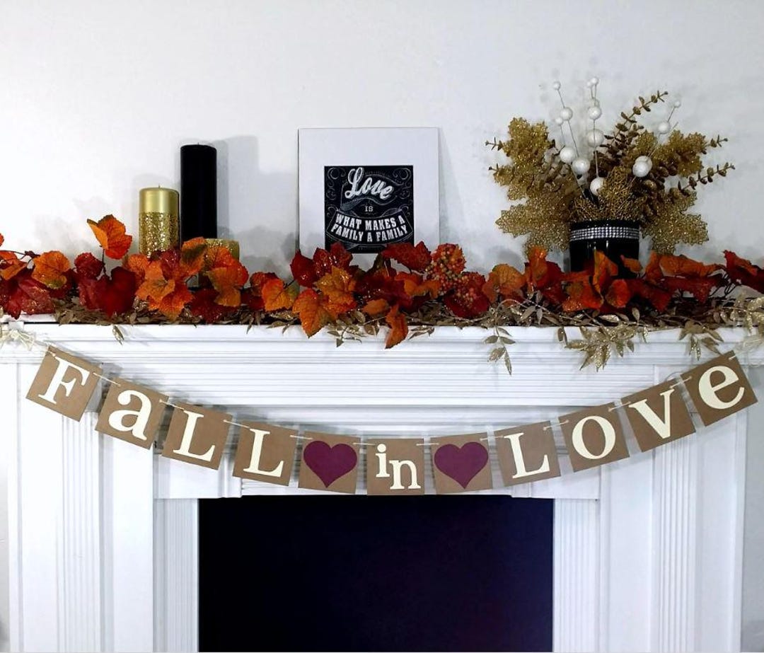 Bridal Shower Banner - Fall in Love Banner - Fall Wedding Sign - Bridal Shower Decor - Fall ...