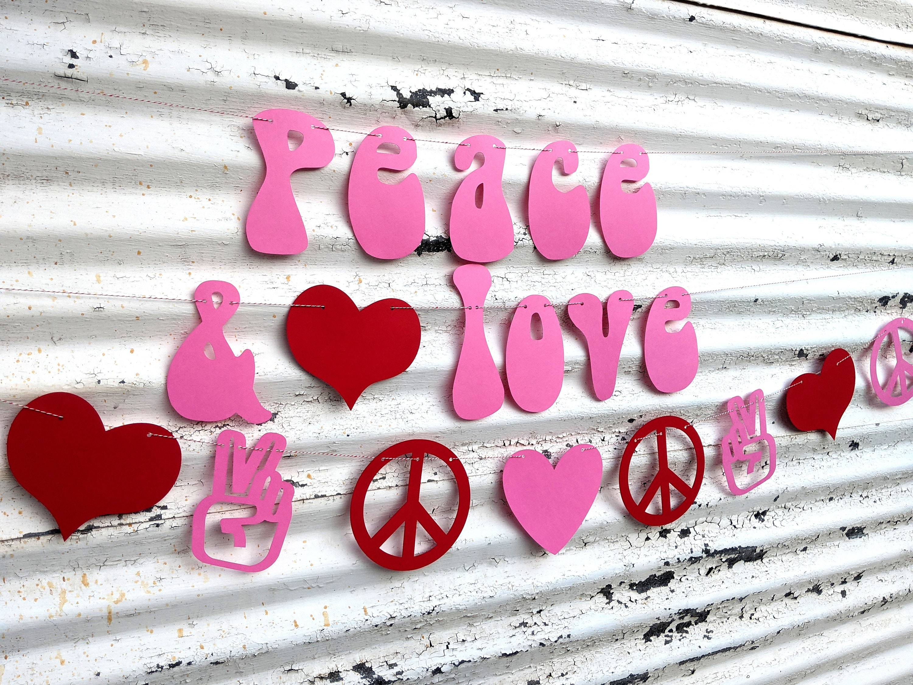 Bandera de la decoración de San Valentín Paz y Amor Banner | Etsy