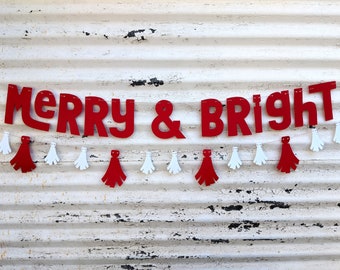 Christmas Banner ∙ Merry & Bright Banner ∙ Red Merry Christmas Banner ∙ X MAS Photo Prop ∙ Holiday Decor ∙ Christmas Decor ∙ Family Photos