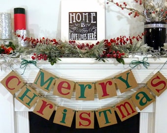 Christmas Banner - Merry Christmas Sign - Merry Christmas Banner - Photo Prop - Holiday Decor - Christmas Decor - Red & Green Family Photos