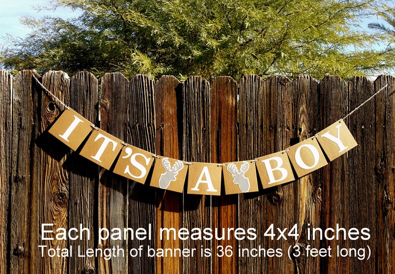 ITS A BOY Banner / Deer Head / Baby Shower Decoration / Baby Etsy