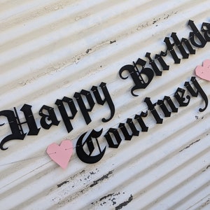 Happy Birthday Custom Name Banner Gothic Letters Emo Banner Old English Birthday Emo Goth Birthday Banner image 10