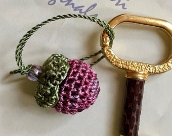 Crochet Berry - Forget Me Not -  Crochet Zipper Charm - Gift Accessory - Tassel Charm - Handmade