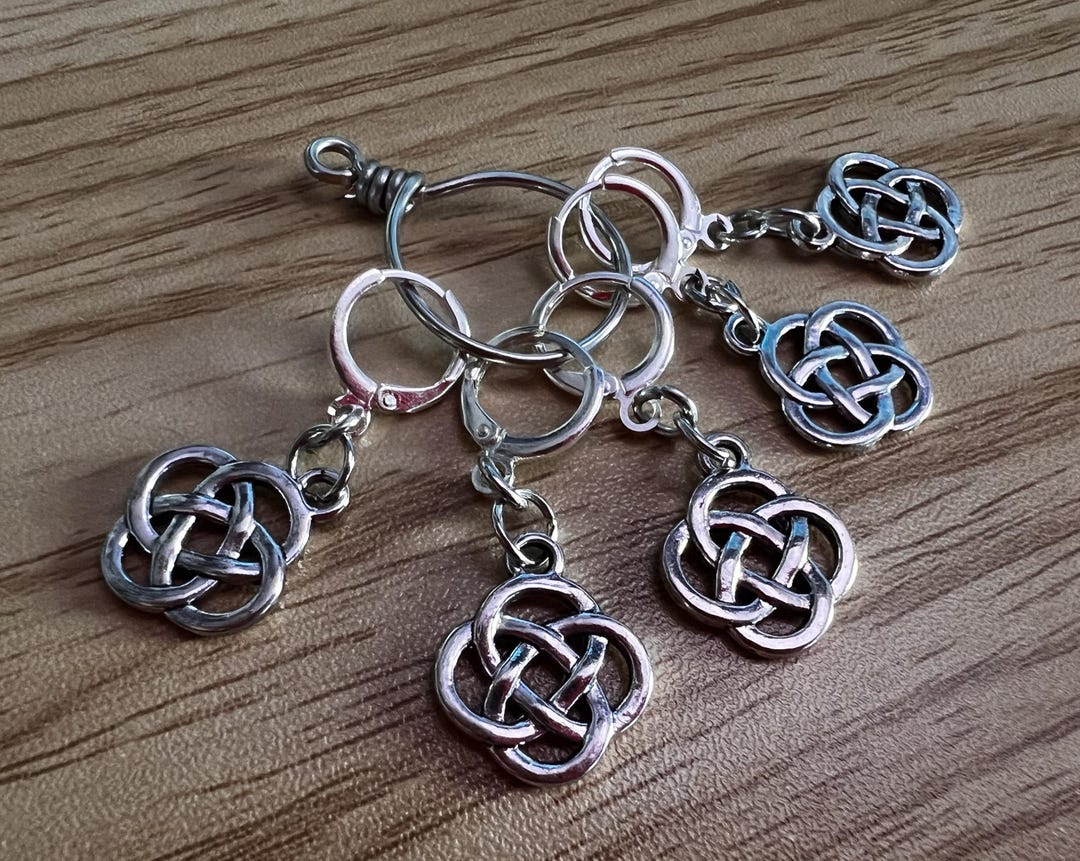 Celtic Ritual Markers Set of 5 Celtic Knot Stitch Markers With Handmade Holder Fits Needles ...