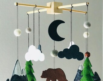 woodland baby mobile etsy