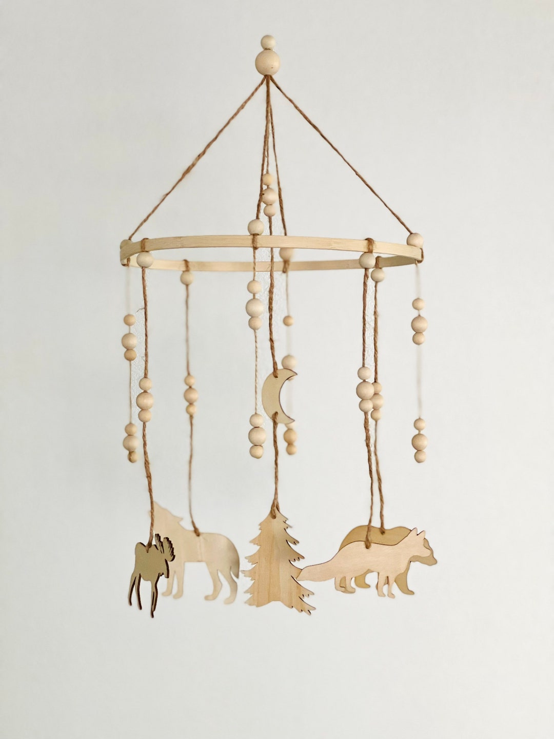 Woodland Crib Mobile Nursery, Wooden Crib Mobile, Animal Nursery Decor, Forest Mobile