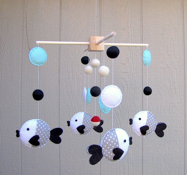 Marine Crib Mobile Nursery Fish Baby Mobile Felt Animal Etsy