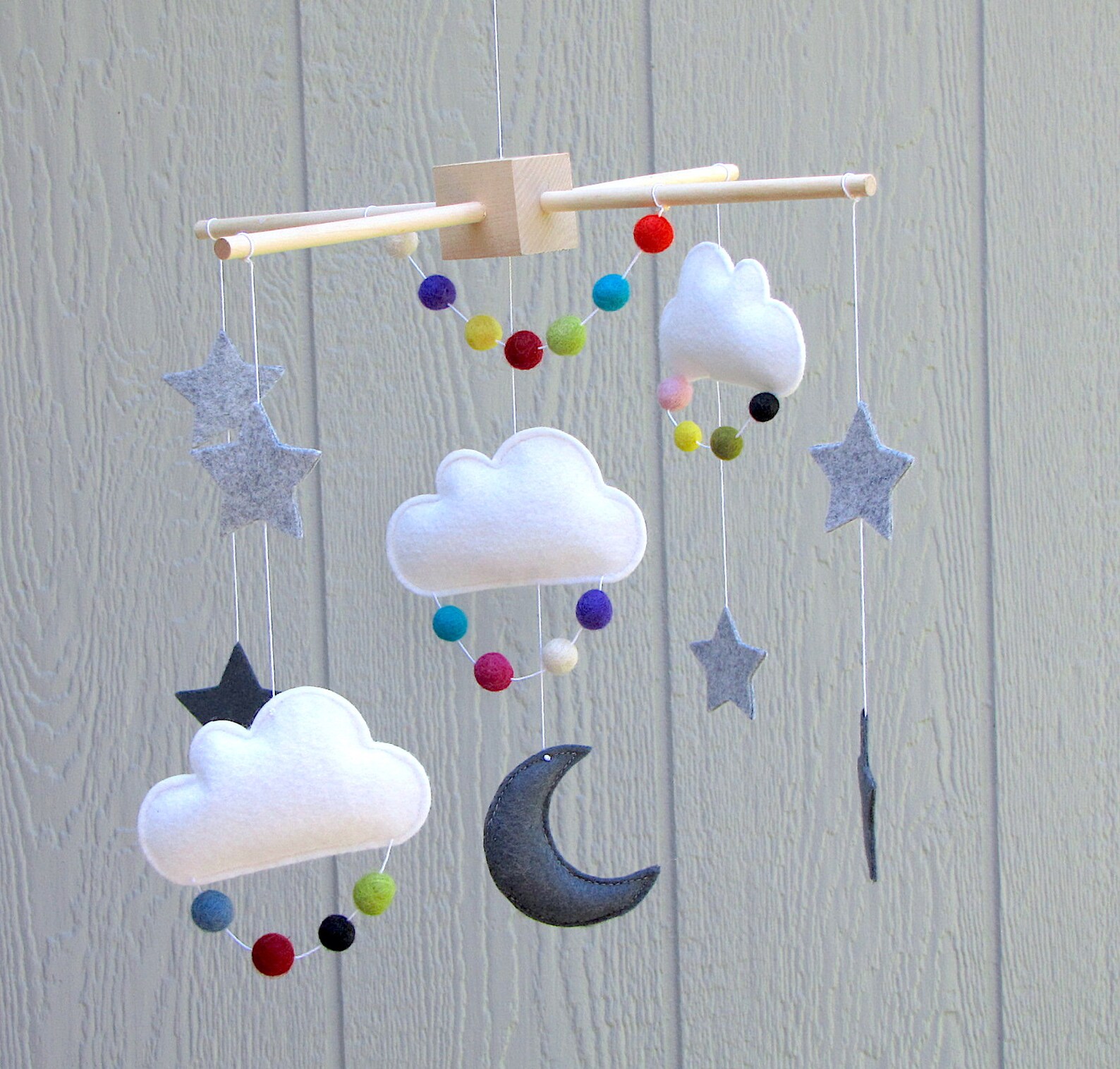 Cloud Moon and Star Crib Mobile Nursery Baby Mobile Felt Etsy