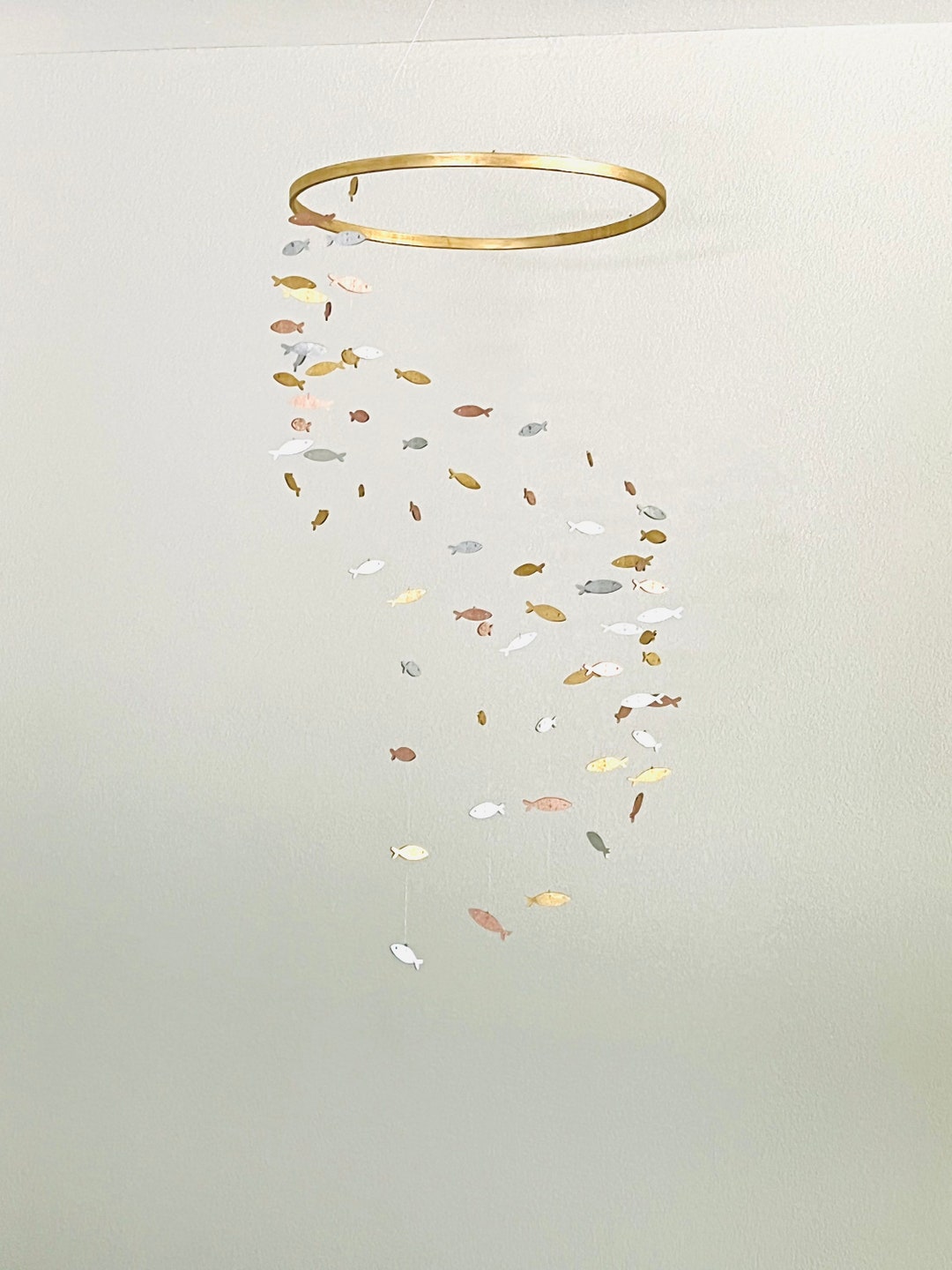 Multicolor Fish Baby Mobile, Marine Crib Mobile Nursery, Gold, Silver