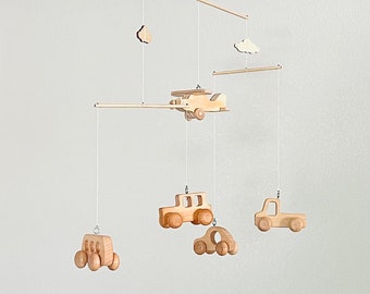 Airplane and Clouds Baby Mobile, Night Baby Mobile, Kids Mobile, Minimalist Mobile, Gender Neutral Mobile