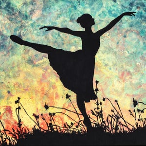 Dancing in a Field - Ballet Dancer with Flowers Print/Poster