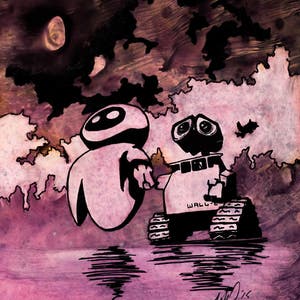 Disney Wall-E Poster/Print - minimalist walle and eve poster art decor