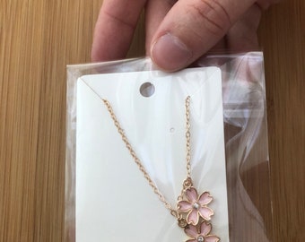 Kathryns creations double pink flower necklace