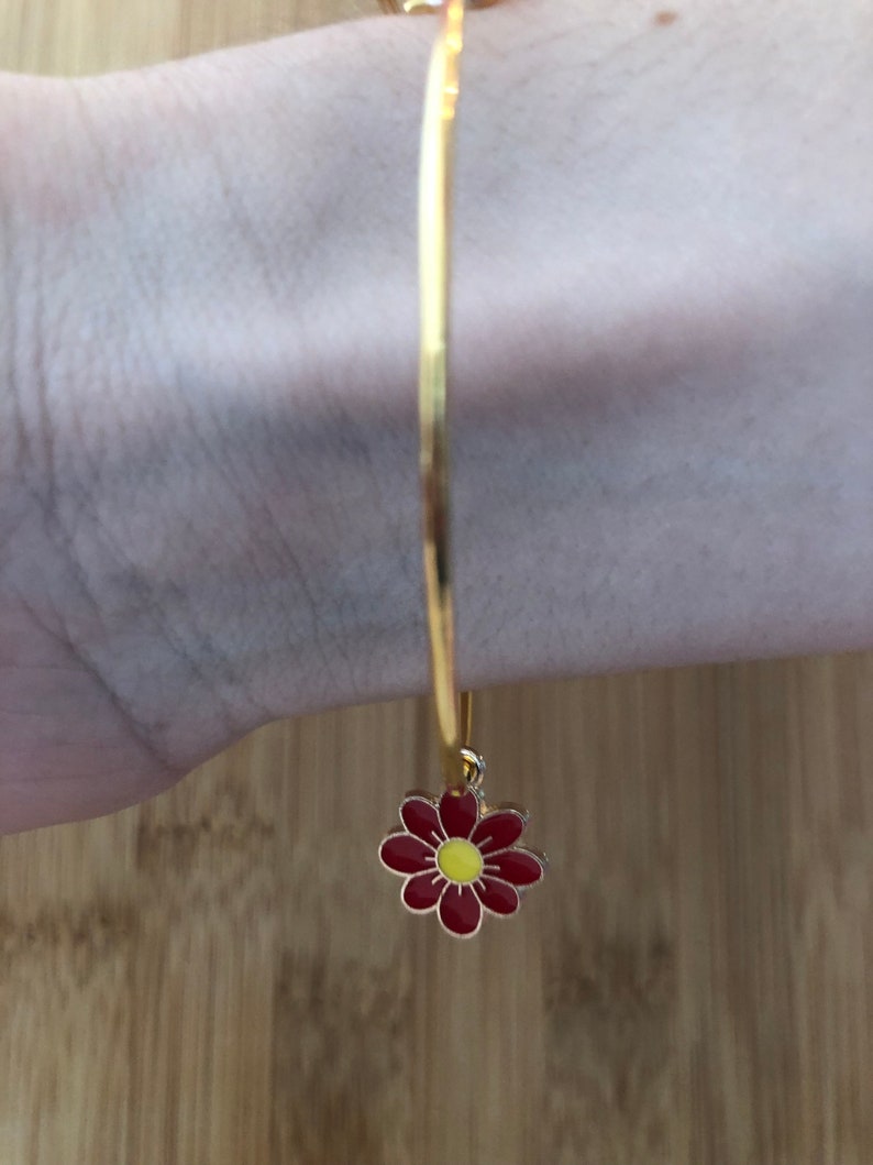 Kathryns creations red flower bracelet imagem 1