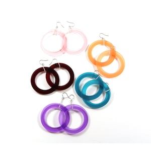 Stella Wide Hoop Earrings | Acrylic Statement Earrings | Lightweight Dangles | Geometric Modern Jewelry