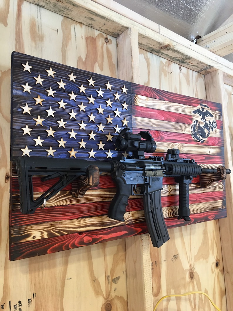 Rustic American Flag Gun Rack. Compound Bow Rack with military Etsy