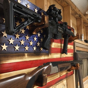 36x20 Rustic American Flag Double Gun Rack. Double Gun Bow Rack. - Etsy