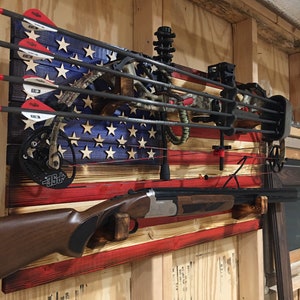 Rustic American Flag Double Gun Rack, Wooden Wall Decor (36x20) - Etsy