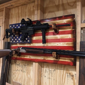 36x20 Rustic American Flag Double Gun Rack. Double Gun Bow Rack. - Etsy