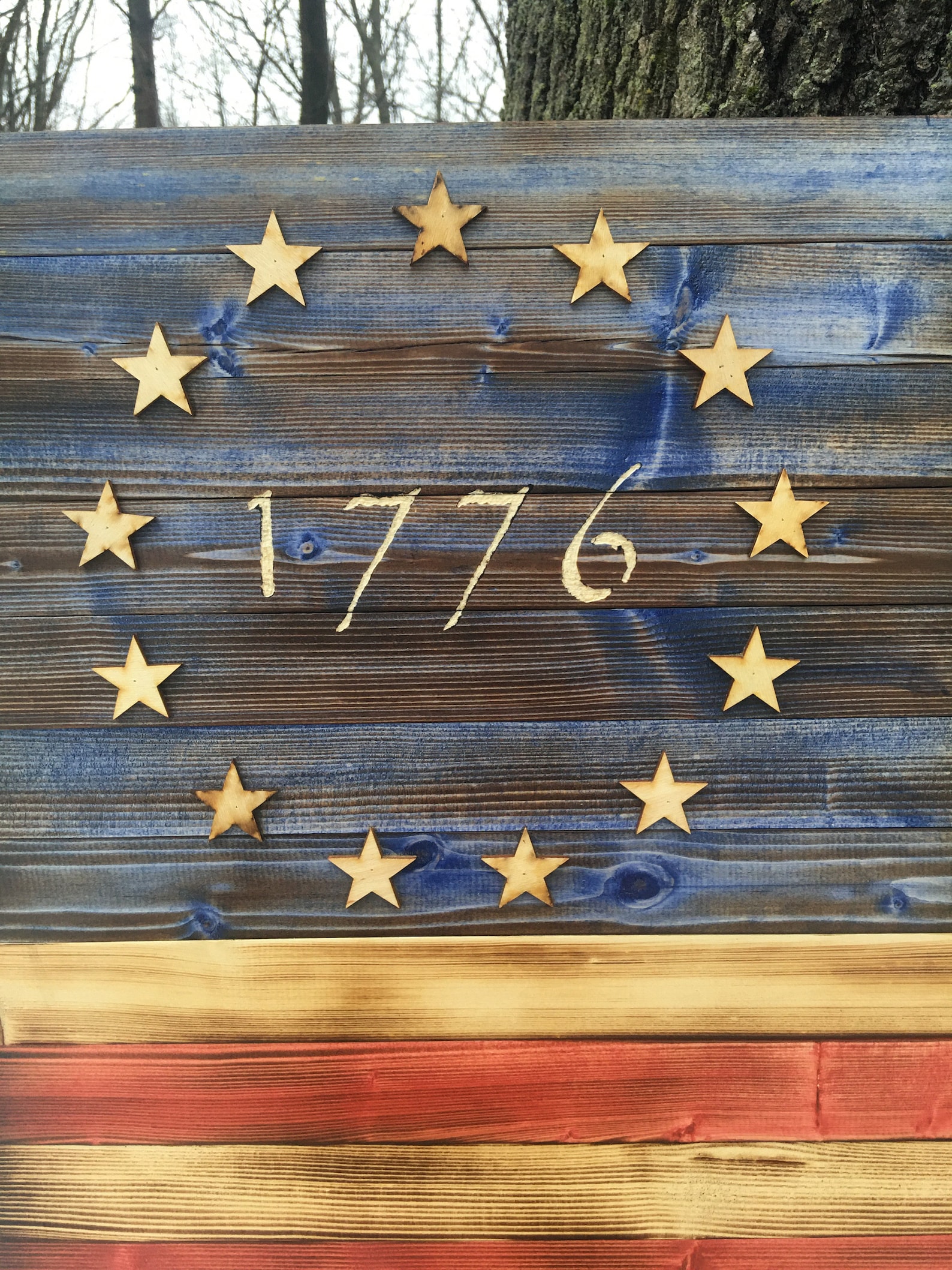 Rustic Wooden American Flag, 1776 Betsy Ross Style (36x20) - Etsy