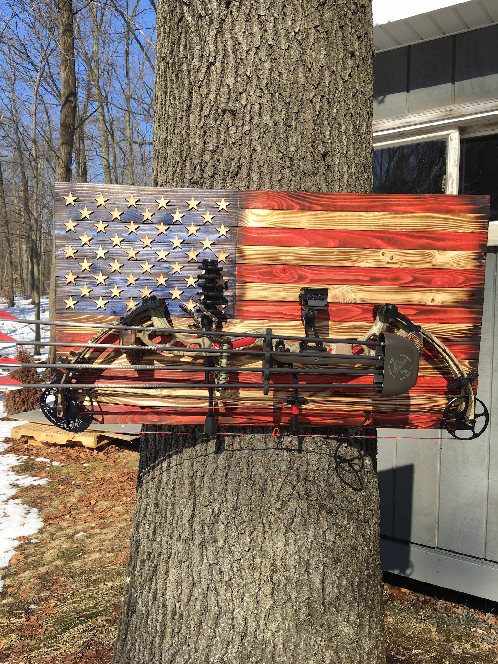 36x20 Rustic American Flag Compound Bow Rack. Hunting Gifts - Etsy