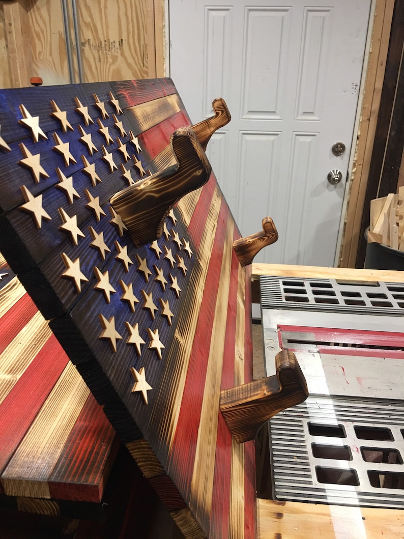 36x20 Rustic American Flag Double Gun Rack. Double Gun Bow - Etsy