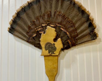 Wooden Turkey Fan Mount. Turkey Trophy Display