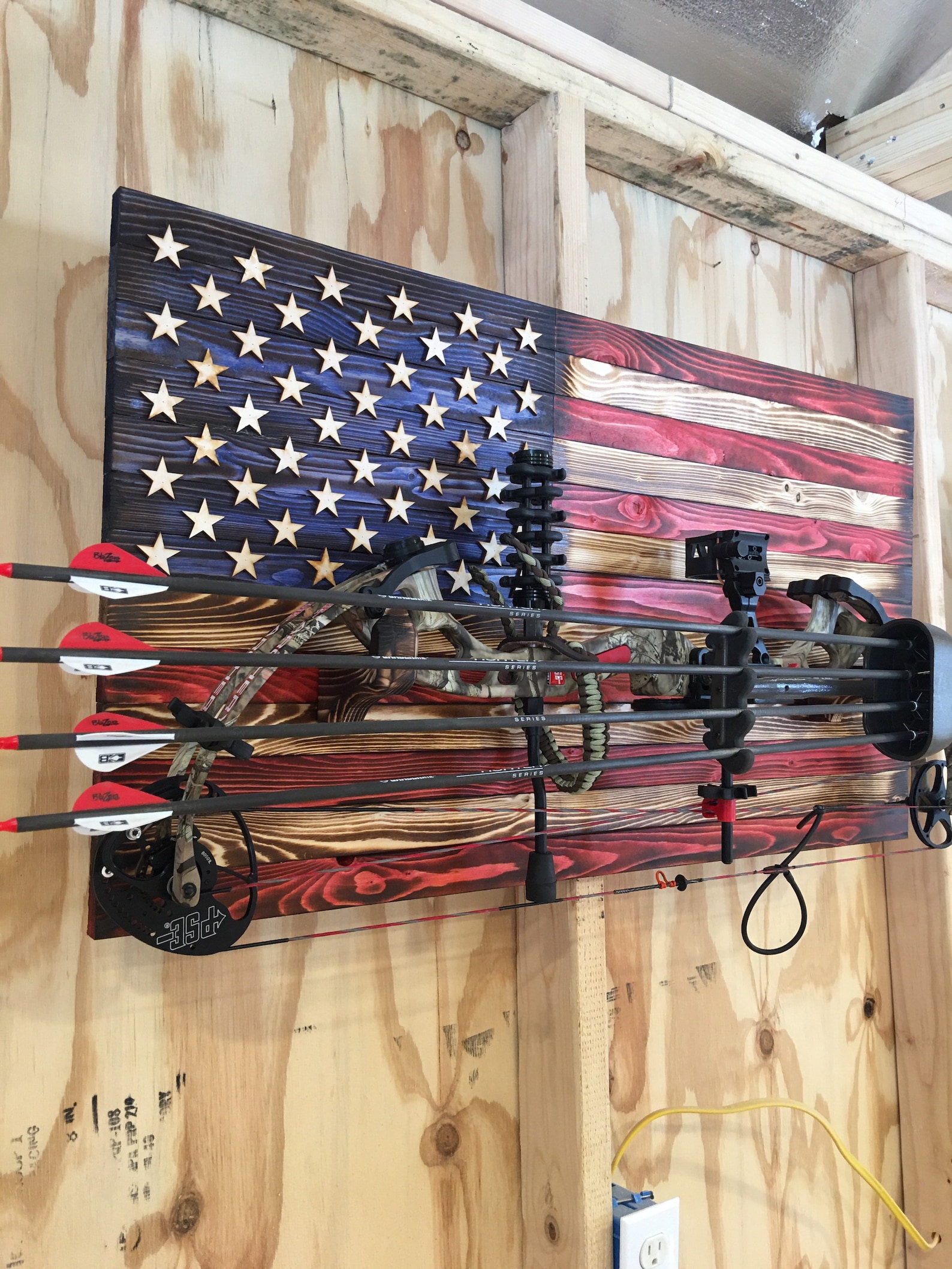 36x20 Rustic American Flag Compound Bow Rack. Hunting Gifts - Etsy