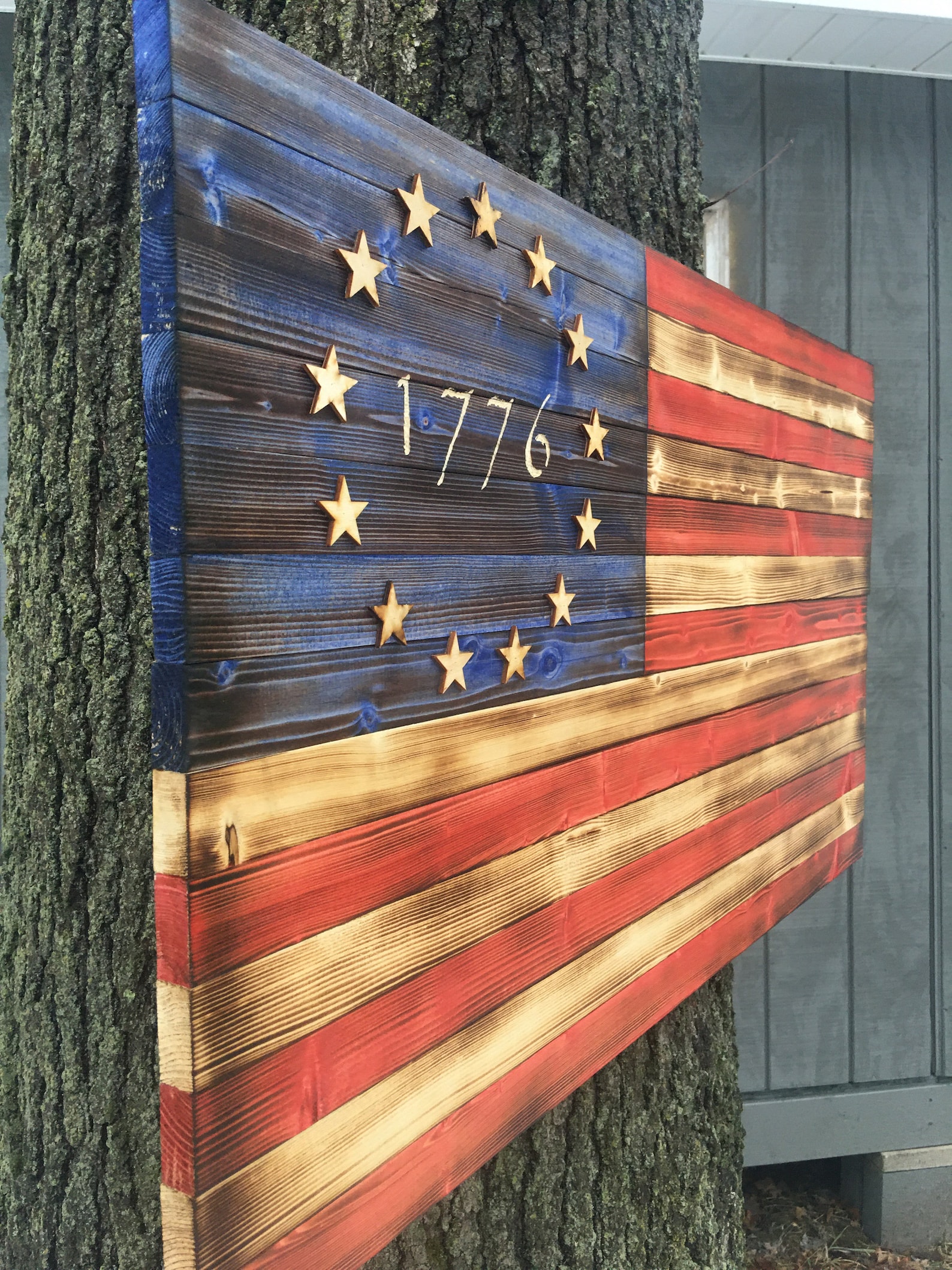 Rustic Wooden American Flag, 1776 Betsy Ross Style (36x20) - Etsy