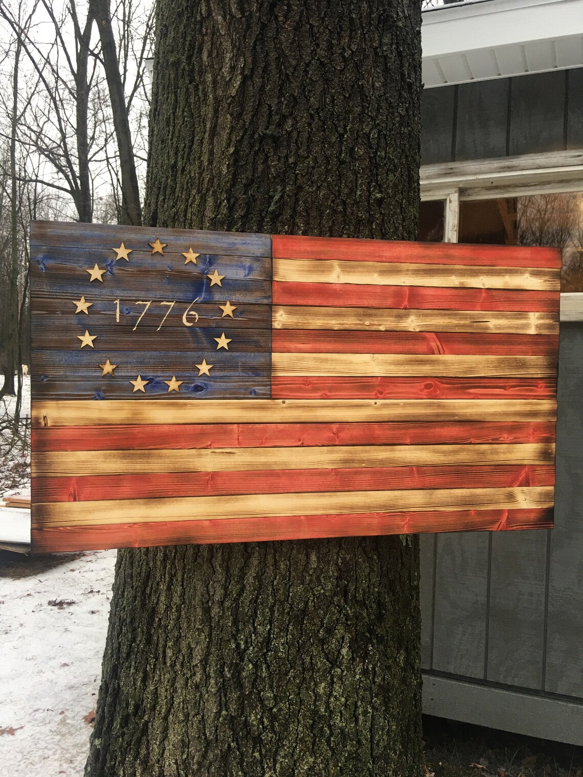 Rustic Wooden American Flag, 1776 Betsy Ross Style (36x20) - Etsy
