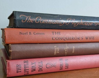 Book Set, Vintage Books, Decorative Books,  Red Books, Black Books, Books for Decorating, Bookshelf Decor, Antique Books, Orange Book