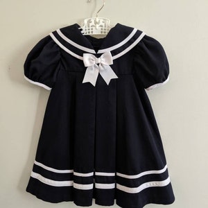 Vintage Girls Dress, 3T Nautical Dress, Navy Dress, Sailor Dress, Vintage Sailor Dress, Anchor Dress, Back to School, Swing Dress