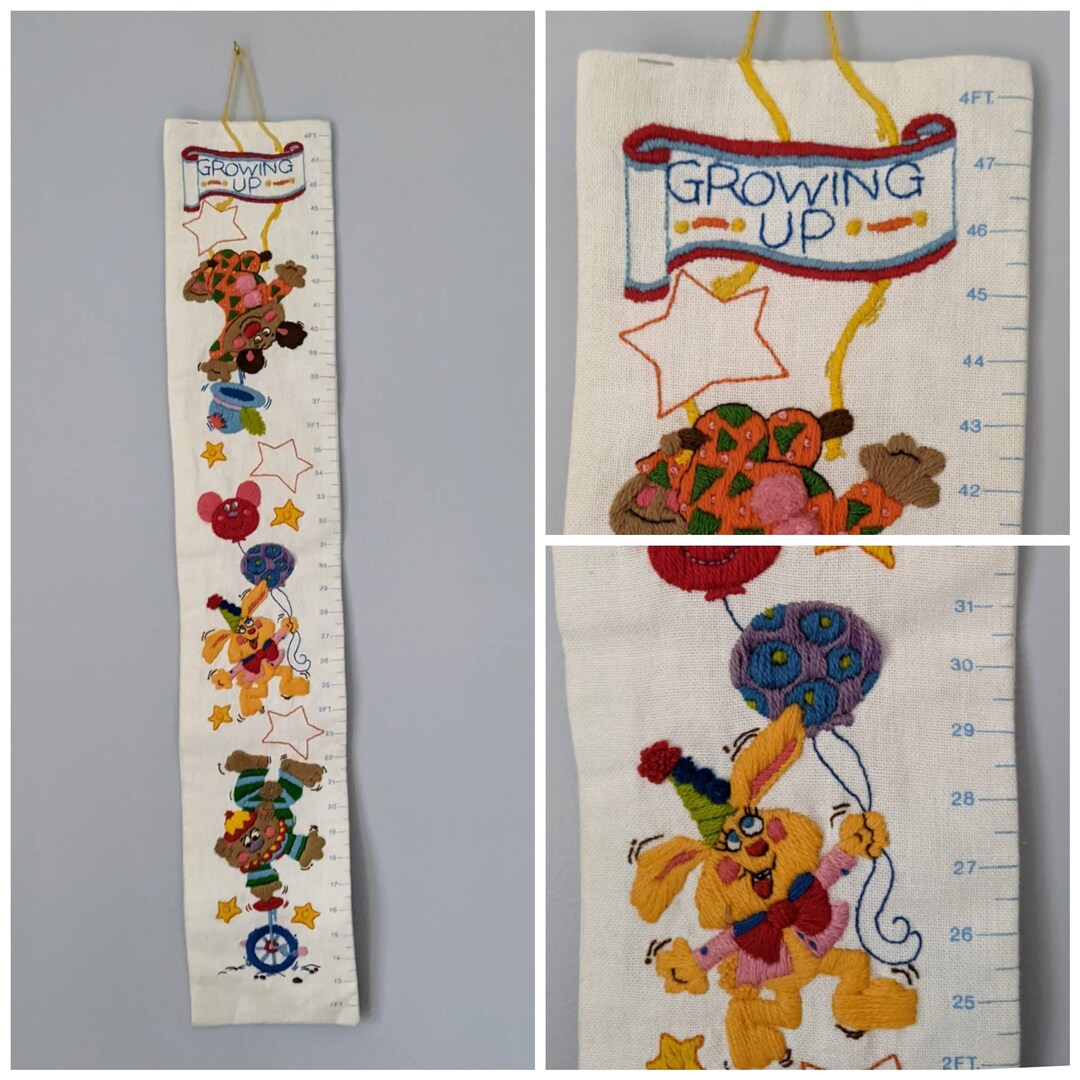 Vintage Growth Chart, Needlepoint, Kids Needlepoint, Nursery Decor