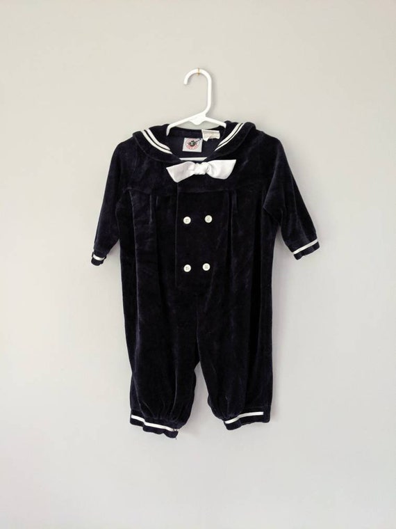 Vintage Nautical Romper, Toddler Nautical Outfit, Nautical One Piece, Sailor Costume, Nautical Outfit, Navy Romper, Anchor Outfit, Vintage